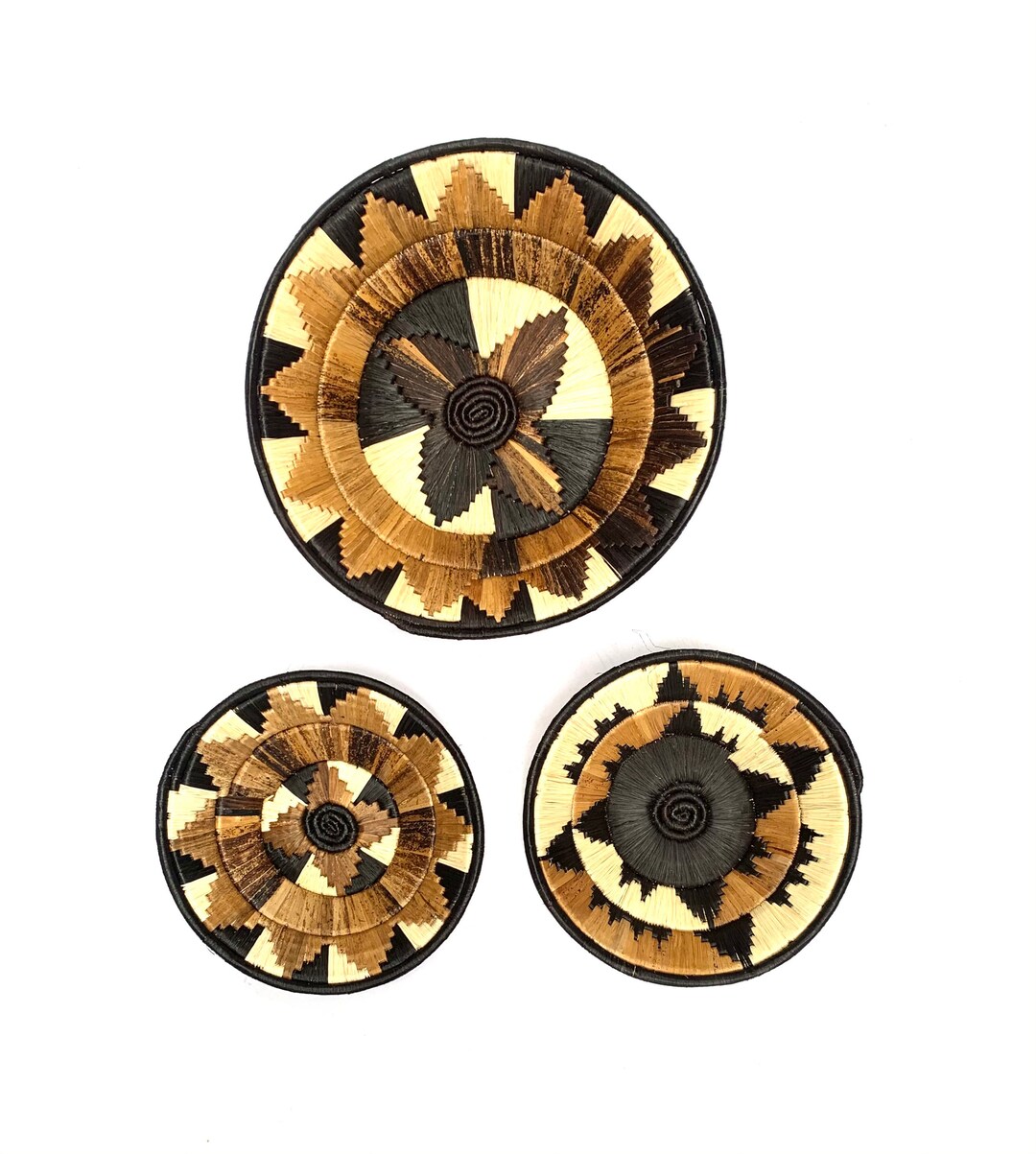 A Set of 3 African Wall Baskets /banana Wall Baskets / African Wall Hanging / Boho Wall Decor