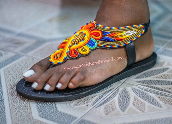 slippers sandalen lederen sandalen zomer sandalen Schoenen damesschoenen Sandalen Slippers & Teenslippers Boho sandalen cadeau Maasai sandalen vrouwen sandalen handgemaakte sandalen Afrikaanse sandalen 