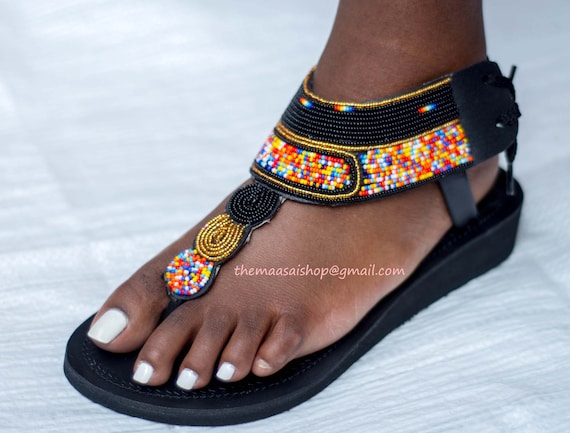 Beaded leather deals sandals