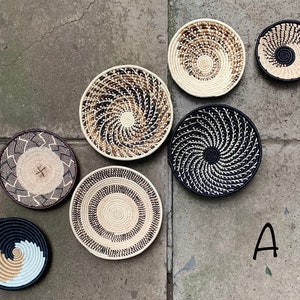 Handmade African Wall Decor / Wall Hanging Decor Set / Wall Baskets / Boho Decor / Decor Set of 7 / Free Express Shipping /Minimalist image 2