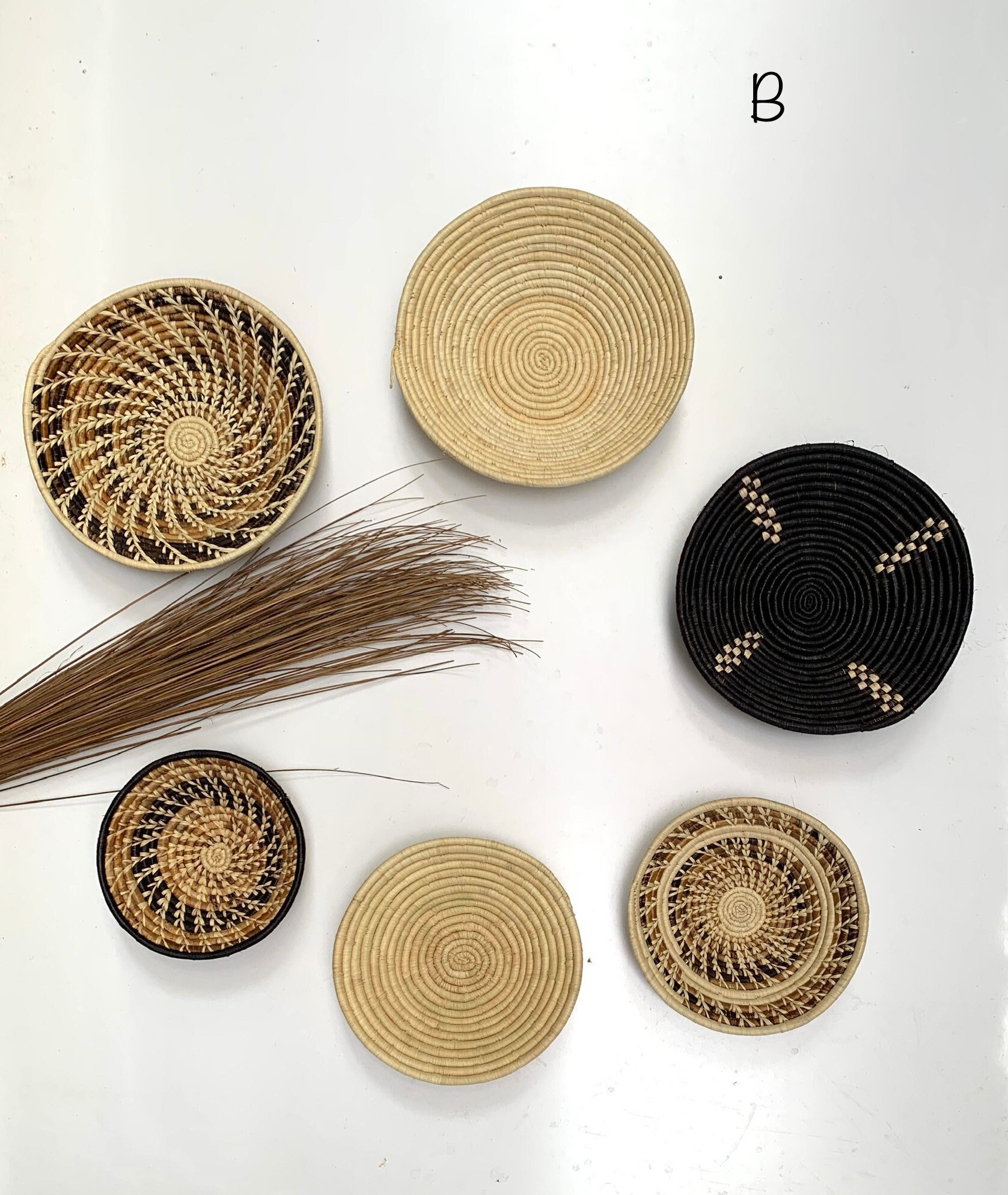 A set of 6 Assorted African Wall Baskets /Assorted Woven Etsy