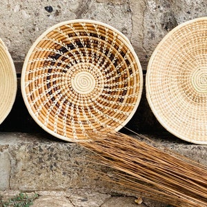 Een set van 3 Boho handgeweven muurmanden / Afrikaanse muurmanden / wanddecoratie / Afrikaans wanddecoratie - gratis express verzending