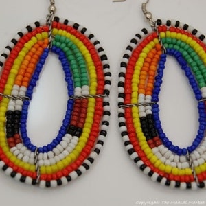 Handmade African Earrings Masai Maasai Jewelry Beaded Statement Earrings Tribal Earrings Kenyan Jewelry Afrocentric Earrings Boho imagem 5