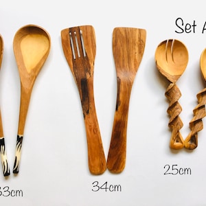 3 Sets van salade serveert lepels / salade serveert lepels / olijfhouten salade serveren lepels / 3 sets -Gratis Express Shipping