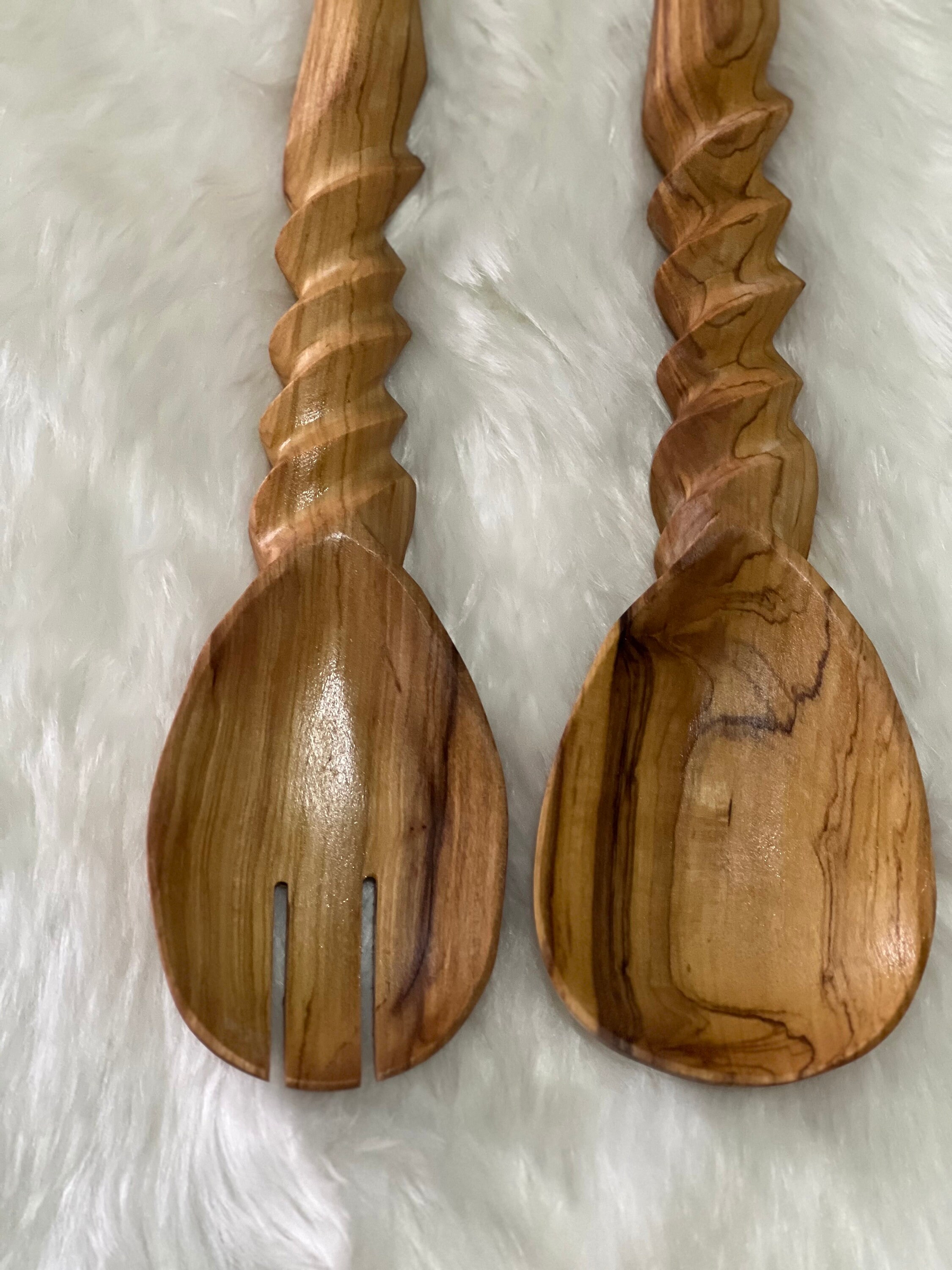 Wood Salad Servers. Hand Made Olive Wooden Spoons. African Utensils. . Mothers day gift. Chef Gift. Cooking gift. Salad.
