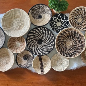 Rieten muurdecoratie / muurdecoratieset / maandecoratiemanden / bohodecor / decorset van 7 / gratis expresverzending /minimalist