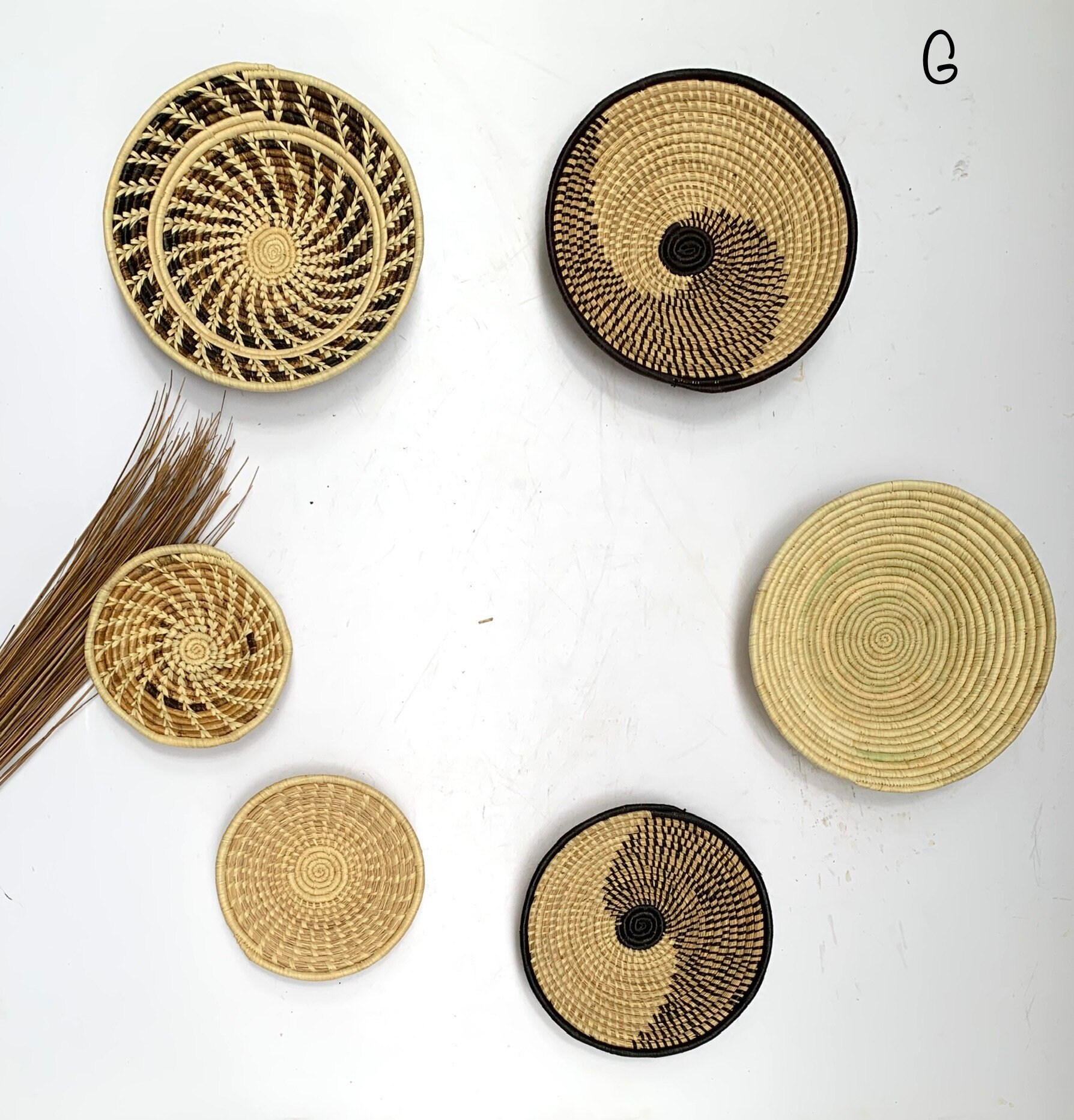 A set of 6 Assorted African Wall Baskets /Assorted Woven Etsy