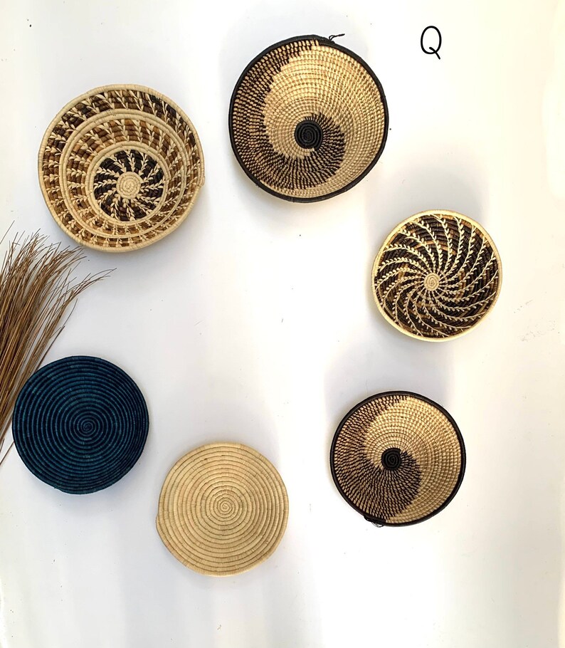 A set of 6 Assorted African Wall Baskets /Assorted Woven Etsy