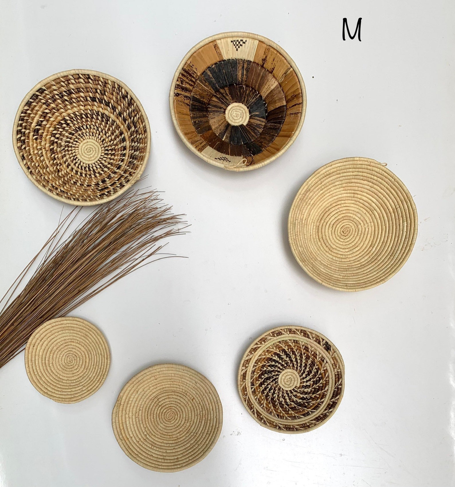 A set of 6 Assorted African Wall Baskets /Assorted Woven Etsy