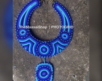 African Beaded Collar Necklace   Wedding Jewelry