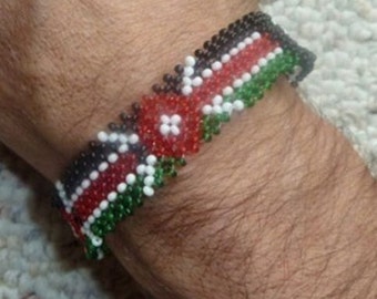 Kenya Flag Bracelet. Beaded Bracelet. African Bracelet. Patriotic Item.Respect the flag. National Anthem. Jamhuri ya Kenya. Bead