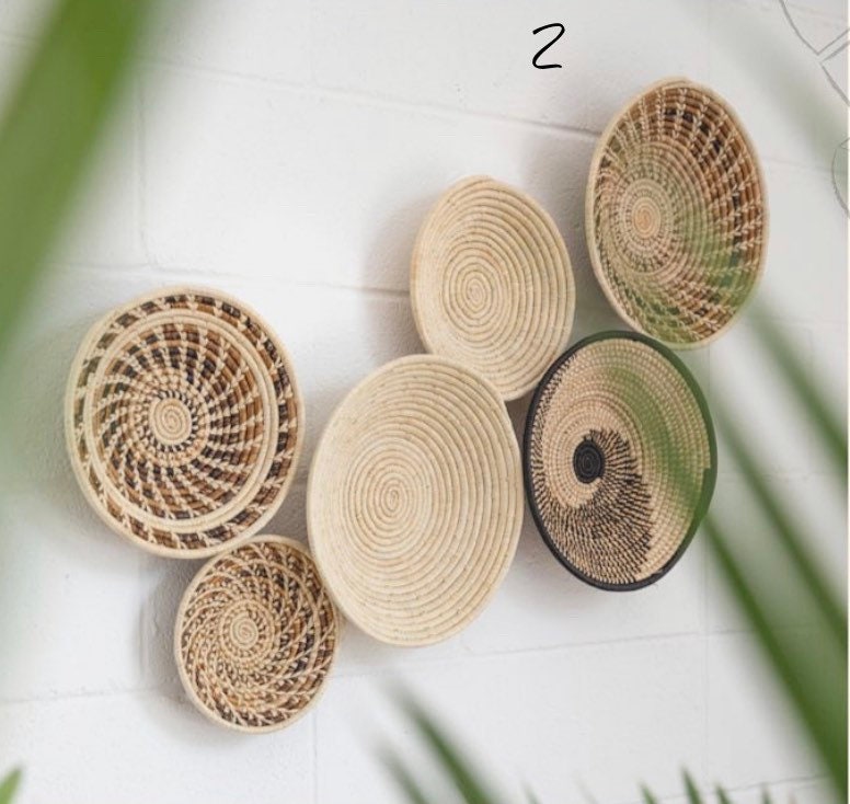 A set of 6 Assorted African Wall Baskets /Assorted Woven Etsy