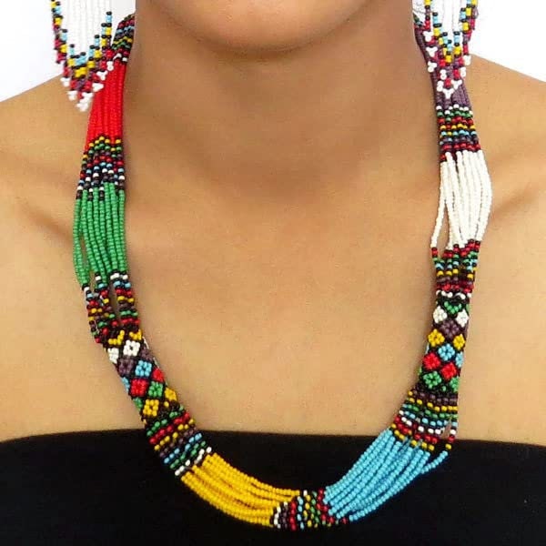 African Shaka Zulu Tribal Multicolor Necklace Handmade AFRICAN Maasai Necklace, Tribal Necklace, Afrocentric Necklace, African Jewelry