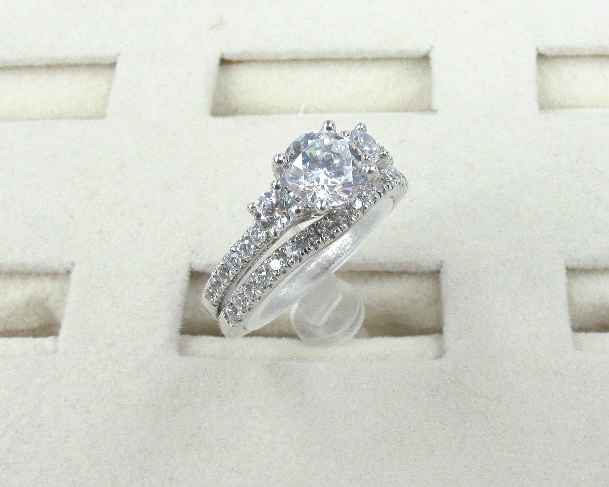 Handcrafted CZ Engagement Ring Set Made to Order Sterling - Etsy