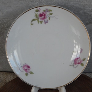 Vintage Gustavsberg coffee saucer Made in Sweden Pink Rose and White Porcelain Scandinavian Design 1960 s.