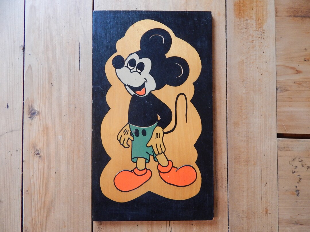 Vintage Disney Wooden Wall Decor Hand Painted Mickey Mouse, 1970 - Etsy
