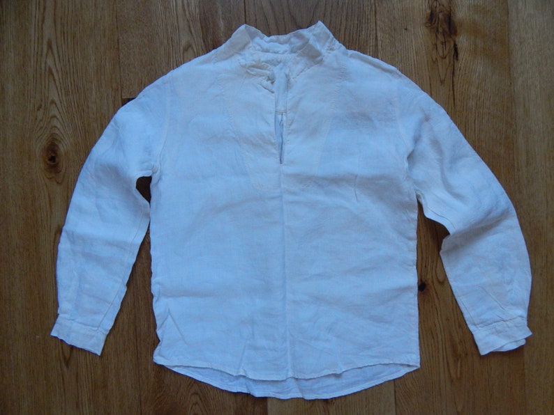 VintageNatural White Linen Kids Boys girls shirt unisex flax shirt for 8-9 years old 100/% linen