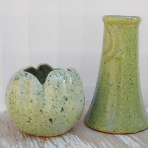 Set of 2 Vintage Estonian Ceramic Vases Green Vases Made in Estonia