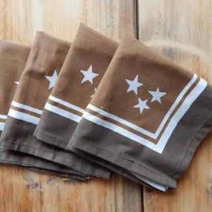 Set of 6 Vintage Cotton Place mat Set Hand printed Napkin Retro Home Decor/ Vintage Decor 1980 s