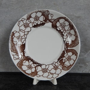 Gustavsberg Emma Tea Saucer Stig Lindberg Plate Sweden Brown Flower Decor Scandinavian Tableware Weight 230g