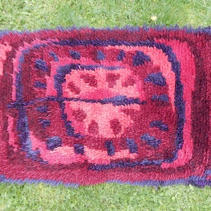 Scandinavian Vintage Rya Rug Swedish Carpet Woven Wool Mat Woven Textile Home Decor Textile Art Carpet Wallcloth 1960s