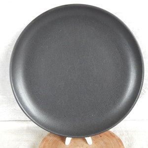 Scandinavian Vintage Höganäs Keramik Black Dinner Plate Semi Matte Hoganas Ceramic Dinner Plate Stoneware Glaze Chips on Bottom Rim