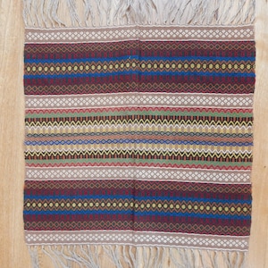 Scandinavian Vintage Tapestry Carpet Hand Woven Wool Mat Woven Textile Wall Hanging Home Decor Folk Art Wall Hanging Size 25.6 x 25.6
