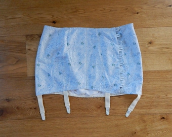 Gordel vintage witte bloemetjes jarretelgordel grote waspie katoenen lingerie gemaakt in tijdperk 1970