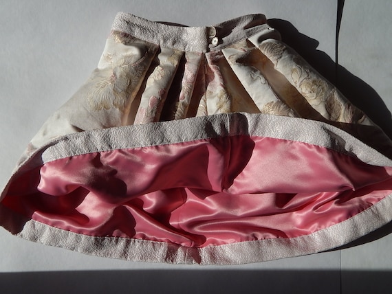 Vintage Women Taffeta Skirt Pink/ Beige/ Gold Taf… - image 2