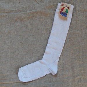 NOS Vintage Kids White Bobby- Sox Retro Cotton Half- Stockings Kids Cotton Knee Made in GDR 9-10 years