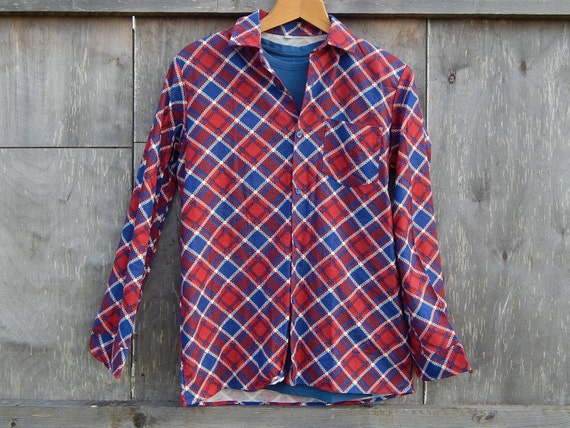 Vintage Men Shirt, Unisex Cotton Viscose Flannel … - image 1