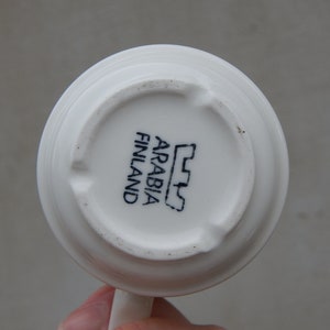 Arabia of Finland Espressokopp Kaffekopp med fat Vit Keramik Set 1970-talet bild 4