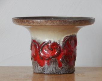 Jarrón vintage rojo marrón de Alemania del Este. Jarrón fabricado en la RDA.