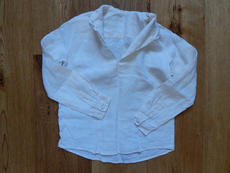 VintageNatural White Linen Kids Boys girls shirt unisex flax shirt for 8-9 years old 100/% linen