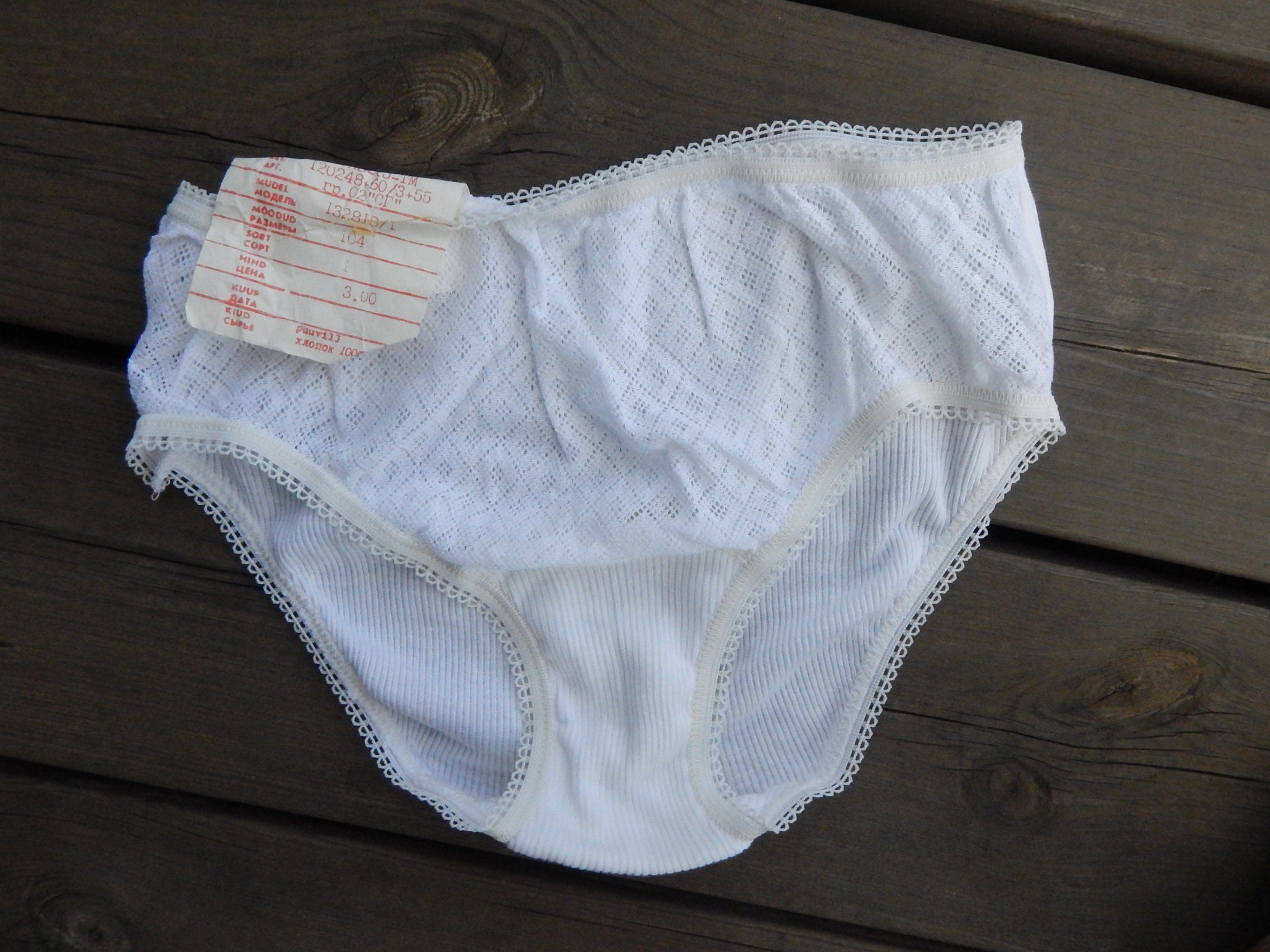Vintage Underwear Teenager Girls Cotton Panties Unused White