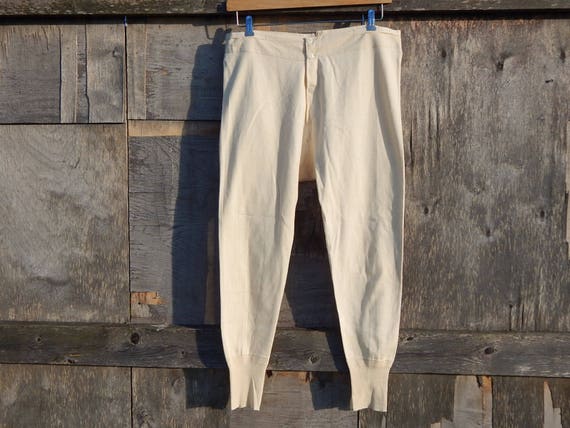 Vintage Long Underwear Mens Beige Long Pants, Underwe… - Gem