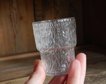 One Scandinavian Vintage IIttala Finland Paadar Shot Glass Designed by Tapio Wirkkala 1970 s Textured Schnaps Glass