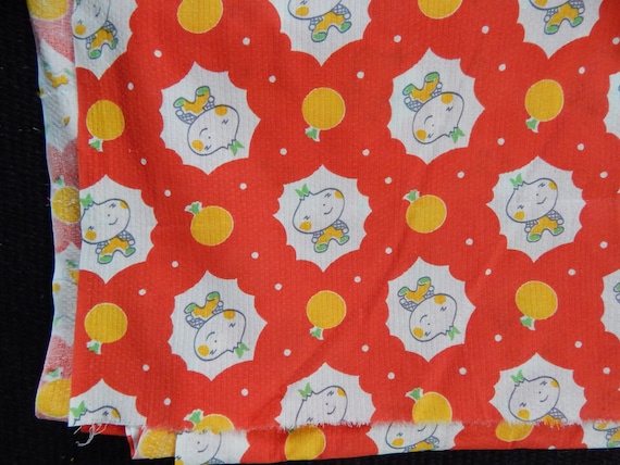 Red Cotton Fabric with Chipollino The Onion Boy Pattern Vintage  Kids Printed Cotton Retro Fabric 10.9 yards  10 meters