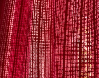 Set of 3 Vintage Raspberry Red Fuchsia Pink Color Swedish Acrylic Cotton Curtains Retro 1970 s. Scandinavian design 130 x 137cm (51" x 54").