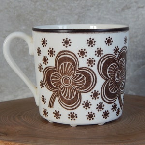 Gustavsberg FLOWER Coffee Cup Stig Lindberg Margareta Hennix Sweden Brown Flower Decor Scandinavian Tableware