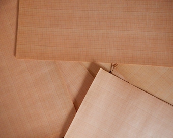 Set of 5 Vintage  orange grid graph paper old vintage sheets Vintage  Paper 1980  Collectible
