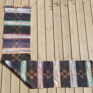 Scandinavian Vintage Rag Rug 49 x 270 cm Swedish Carpet Hand Woven Cotton Mat Woven Textile Floor Carpet Home Decor Floorcloth