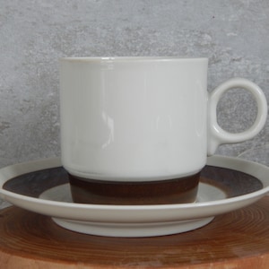 Scandinavian Vintage Rorstrand Forma Stoneware Coffee Cup with Saucer Olle Alberius Stoneware by Rostrand Sweden Scandinavian Design 1960 s.