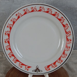 Set of 3,  Vintage Cake Plate,  era Tableware,  1970 Red Ornament Plate Baranivka