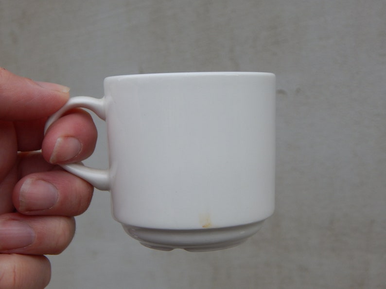 Arabia of Finland Espressokopp Kaffekopp med fat Vit Keramik Set 1970-talet bild 3