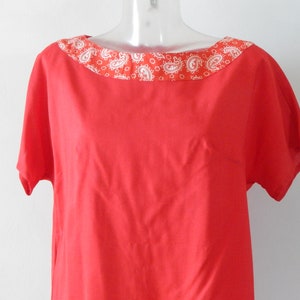 Red Blouse Woman Clothing Gift for Her Hand Made from vintage fabric