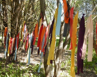 Party Decor/ Fiesta Tassel Bunting Multicolored Wedding Garland/ Rag Bounting Rainbow Garland Ribbon Bunting each Meter includes 12 Tassels.