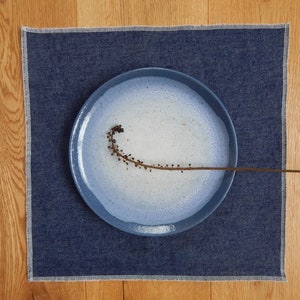 Set of 8 Vintage Denim Place Mat Table Mat Blue cotton handmade table linen - homemade edges