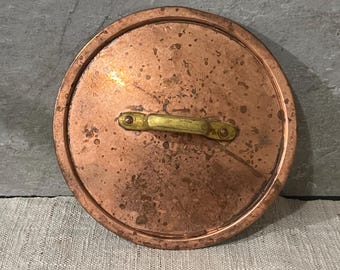 1 coperchio per pentole in rame vintage svedese/coperchio per padella foderato in latta vintage scandinavo, utensili da cucina