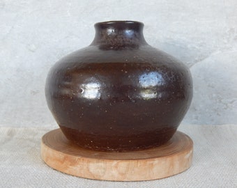 Scandinavian heavy rustic Brown Stoneware Vase